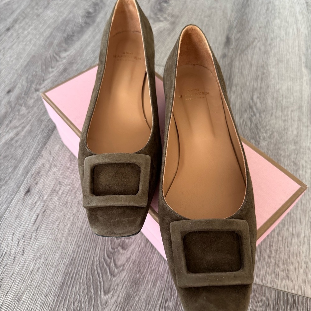 ANN MASHBURN Olive Suede Flats